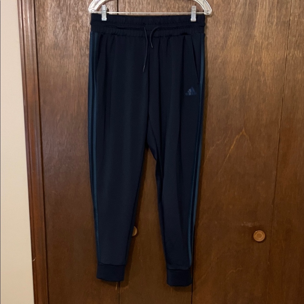 Adidas Navy Joggers with Stripes Medium